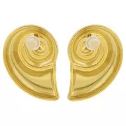 Pendientes de concha 28x19 mm - Acero inoxidable 304L Dorado x2