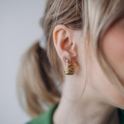 20 mm de ancho, Pendientes de aro - Acero inoxidable 304L Dorado x2