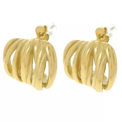 Pendientes de diseño 15x21,5 mm - Acero inoxidable 304L Dorado x2