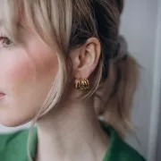 Pendientes de diseño 15x21,5 mm - Acero inoxidable 304L Dorado x2