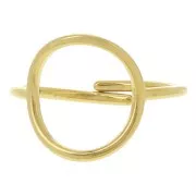 Anillo ajustable, círculo calado, 15 mm - Tallas 52 a 58 - Acero inoxidable 304L Dorado x1