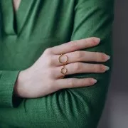 Anillo ajustable, círculo calado, 15 mm - Tallas 52 a 58 - Acero inoxidable 304L Dorado x1