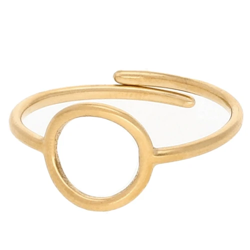 Anillo ajustable, círculo calado de 10 mm - Tallas 50 a 56 - Acero inoxidable 304L Dorado x1