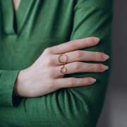 Anillo ajustable, círculo calado de 10 mm - Tallas 50 a 56 - Acero inoxidable 304L Dorado x1