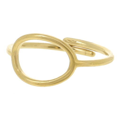 Anillo ajustable ovalado calado, 13 x 10 mm - Tallas 53 a 59 - Acero inoxidable 304 Dorado x1