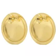 Pendientes redondos con textura 24 mm - motivo chevron - Dorado con oro fino x2
