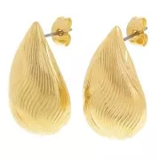 Pendientes de gota 26x15 mm - Dorado con oro fino x2