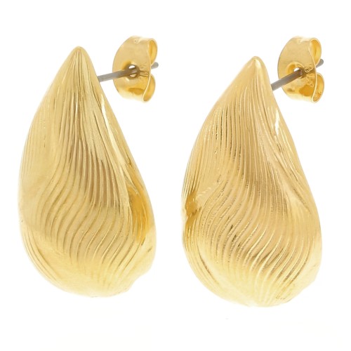 Pendientes de gota 26x15 mm - Dorado con oro fino x2