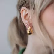 Pendientes de gota 26x15 mm - Dorado con oro fino x2