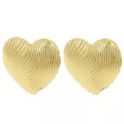 Pendientes Corazón Texturizado 21.5x24 mm - Dorado con oro fino x2