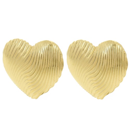 Pendientes Corazón Texturizado 21.5x24 mm - Dorado con oro fino x2