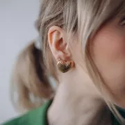 Pendientes Corazón Texturizado 21.5x24 mm - Dorado con oro fino x2