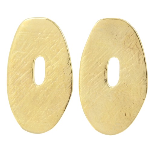 Pendientes ovalados irregulares texturizados 40x24 mm - Dorado con oro fino x2