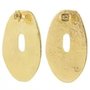 Pendientes ovalados irregulares texturizados 40x24 mm - Dorado con oro fino x2