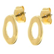 Pendientes ovalados irregulares martillados 11x6,5 mm - Dorado con oro fino x2|raw }}