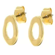 Pendientes ovalados irregulares martillados 11x6,5 mm - Dorado con oro fino x2