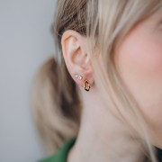 Pendientes ovalados irregulares martillados 11x6,5 mm - Dorado con oro fino x2