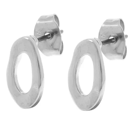 Pendientes ovalados irregulares martillados 11x6,5 mm - Plateado fino x2