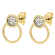 Pendientes círculos 14x11 mm resina epoxi - Dorado Oro fino - Plateado purpurina|raw }}