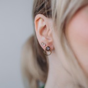 Pendientes círculos 14x11 mm resina epoxi - Dorado Oro fino - Plateado purpurina