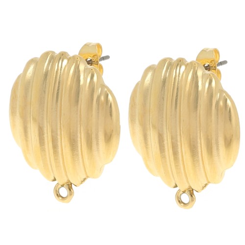 Pendientes redondos de 23 mm con anilla cerrada - Dorado con oro fino x2