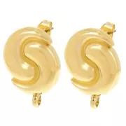 Pendientes Ying y Yang 17 mm con anilla cerrada - Dorado con oro fino x2