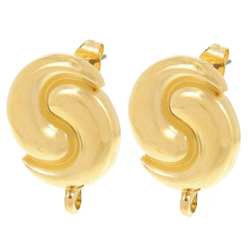 Pendientes Ying y Yang 17 mm con anilla cerrada - Dorado con oro fino x2