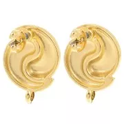 Pendientes Ying y Yang 17 mm con anilla cerrada - Dorado con oro fino x2