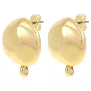 Pendientes redondos irregulares martillados 18 mm - Dorado con oro fino x2