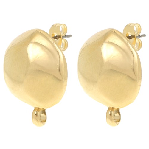 Pendientes redondos irregulares martillados 18 mm - Dorado con oro fino x2