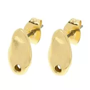 Pendientes gota irregular martillada 11x6 mm - Dorado con oro fino x2