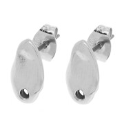 Pendientes gota irregular martillada 11x6 mm - Chapado Plateado Fino x2