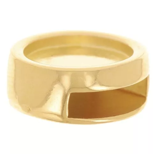 Cuenta pasante redondo para cabujón plano de 10 mm y cordón de 10 mm - Dorado con oro fino x1