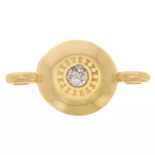Entrepieza redonda con resina epoxi 17,5x9 mm Dorado con oro fino - Plateado Glitter
