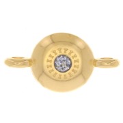 Entrepieza redonda con resina epoxi 17,5x9 mm - Dorado con oro fino - Gris purpurina|raw }}