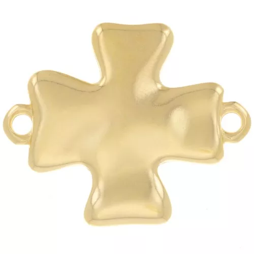 Entrepieza cruz martillada 31x26 mm - Dorado con oro fino x1