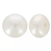 Perlas de agua dulce redondas semiperforadas aplanadas 6 mm - Clase AAA - Blancas x2