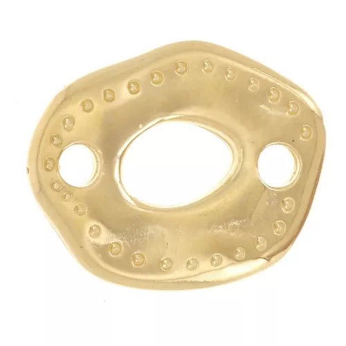 Entrepieza irregular martillada calada 12x9,5 mm - Dorada con oro fino x1