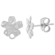 Pendientes flor 11x9 mm con anilla cerrada - Plata de Ley 925 x2|raw }}