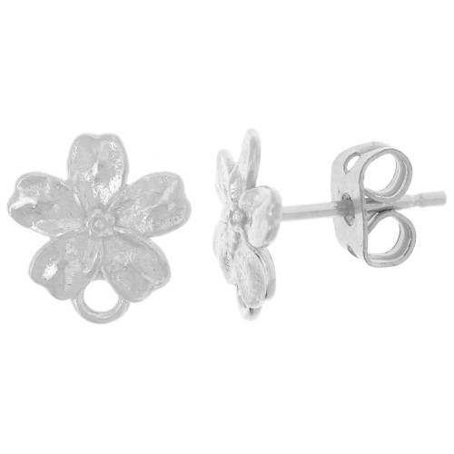 Pendientes flor 11x9 mm con anilla cerrada - Plata de Ley 925 x2