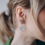 Pendientes flor 11x9 mm con anilla cerrada - Plata de Ley 925 x2