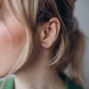 Pendientes flor 10 mm - Plateado 925 x2