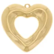 Colgante corazón martillada calada 33x35 mm - Dorado al oro fino x1