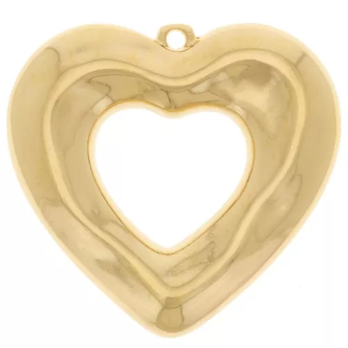 Colgante corazón martillada calada 33x35 mm - Dorado al oro fino x1