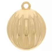 Colgante redondo abombado a rayas 16 mm - Dorado con oro fino x1