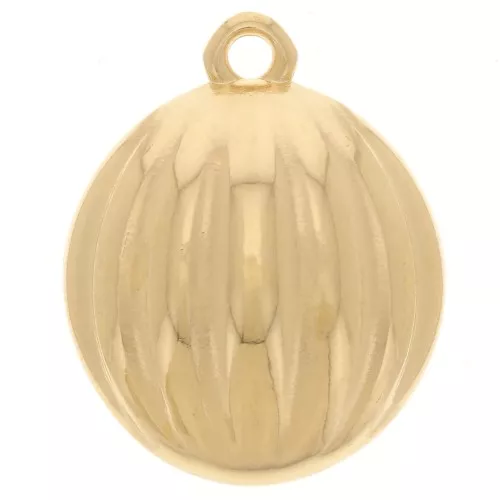 Colgante redondo abombado a rayas 16 mm - Dorado con oro fino x1