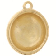 Colgante redondo abombado a rayas 16 mm - Dorado con oro fino x1