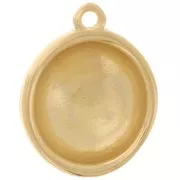 Colgante redondo abombado a rayas 16 mm - Dorado con oro fino x1