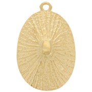 Colgante ovalado abombado texturado 24x16 mm - Dorado con oro fino x1|raw }}