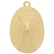 Colgante ovalado abombado texturado 24x16 mm - Dorado con oro fino x1
